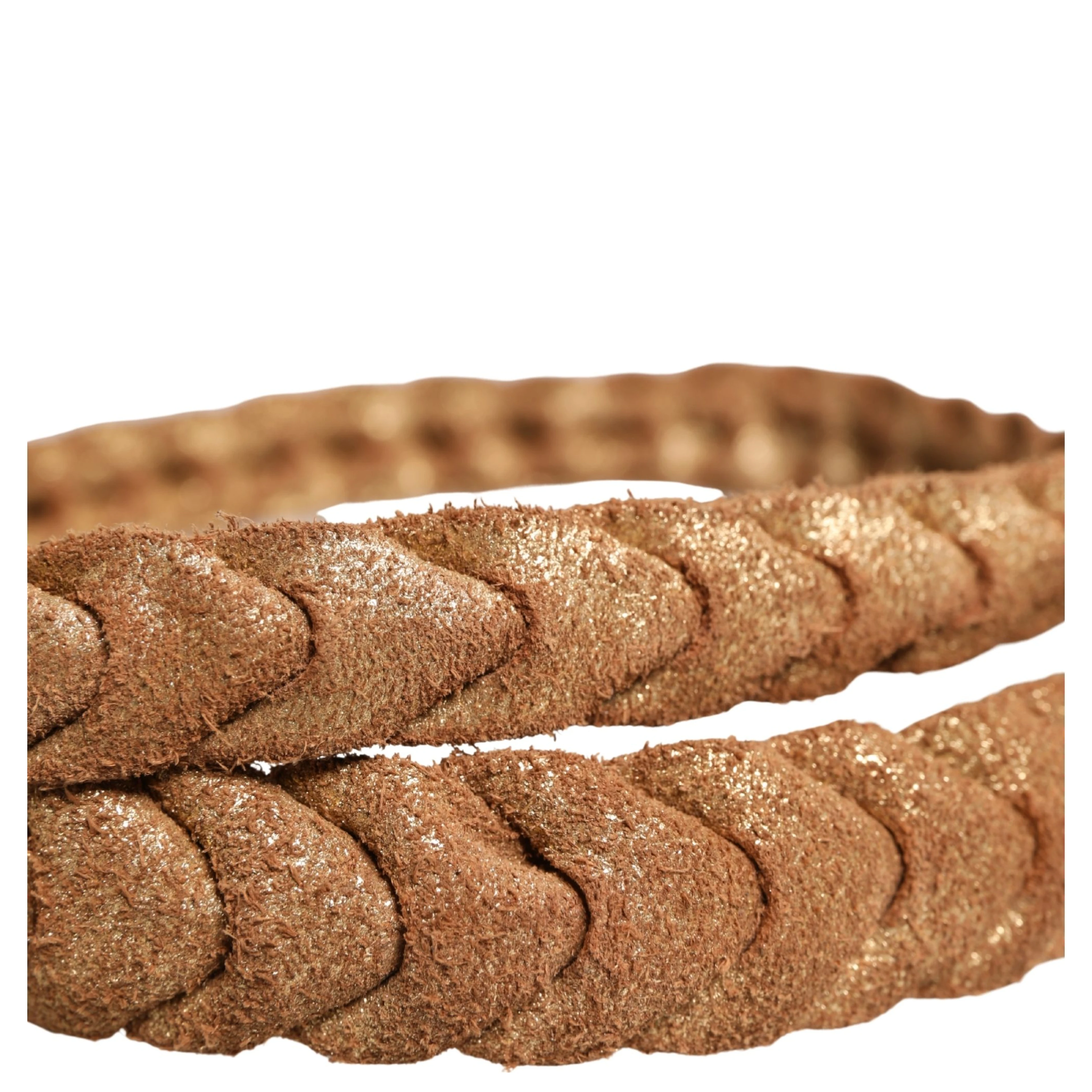 Brown Leather Braided Metal Buckle Belt