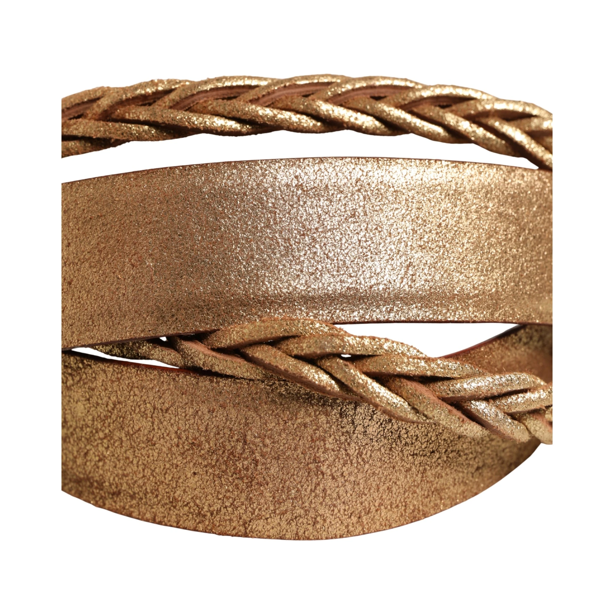 Brown Leather Braided Metal Buckle Belt