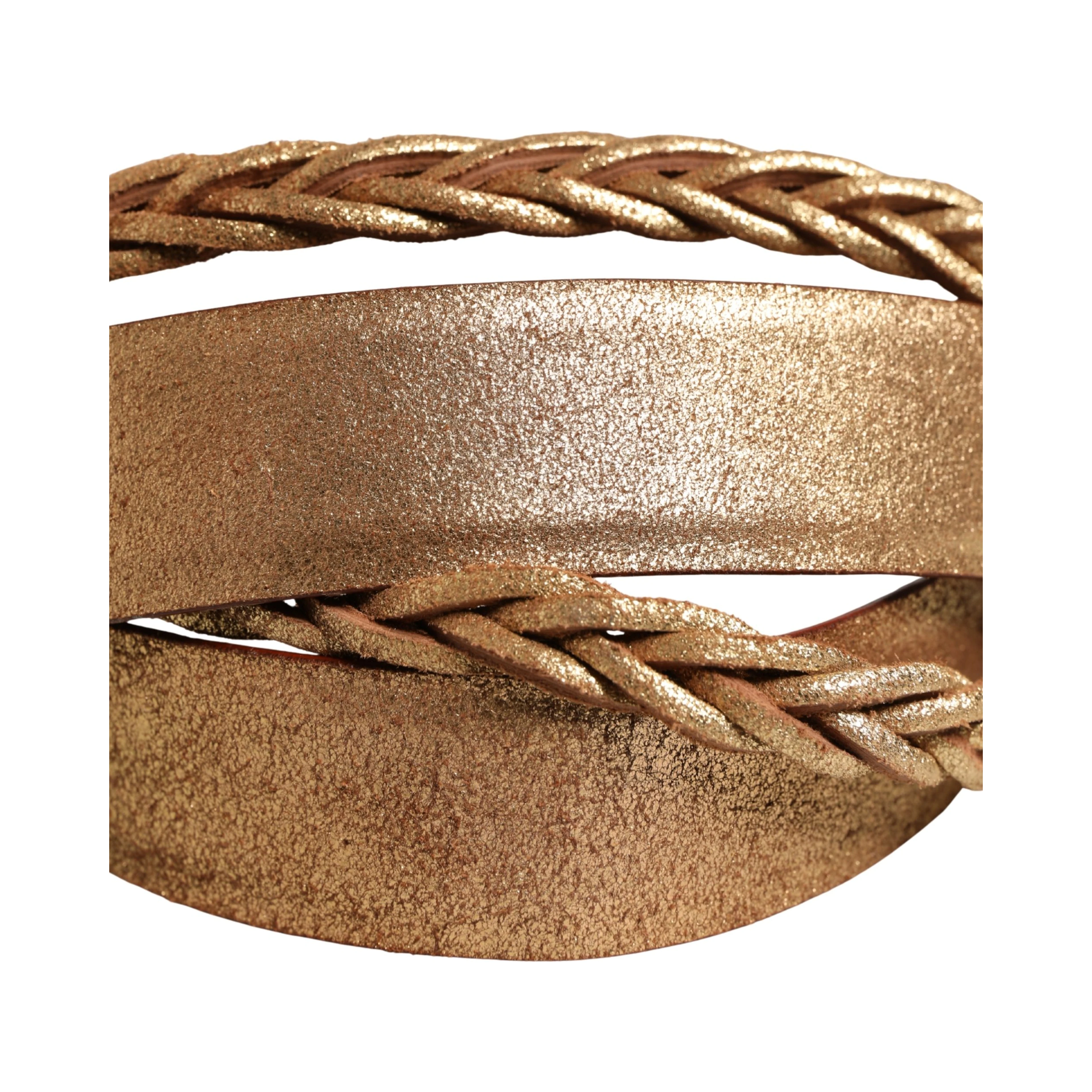 Brown Leather Braided Metal Buckle Belt