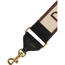 Beige Logo Print Gold Brass Bag Accessory Shoulder Strap