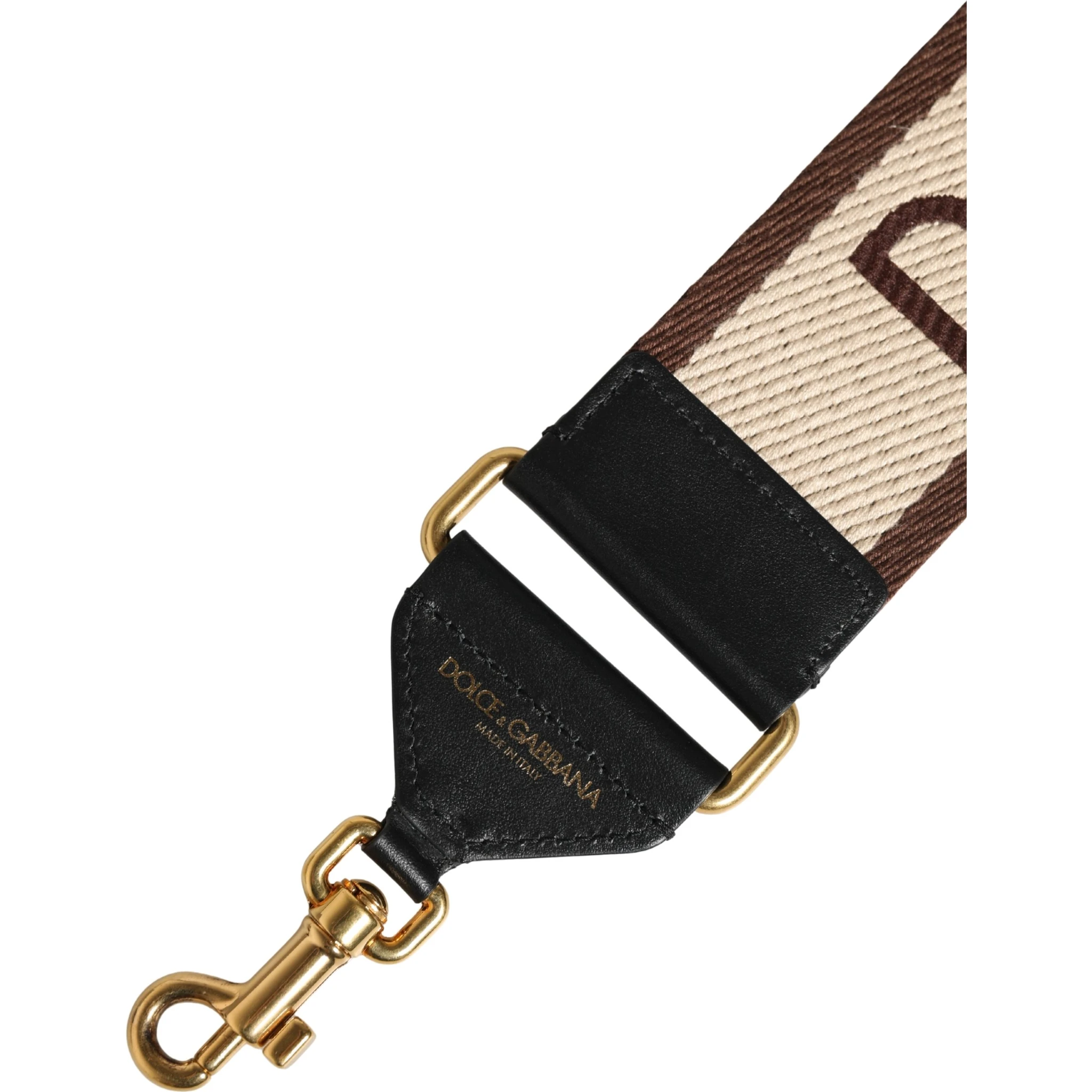 Beige Logo Print Gold Brass Bag Accessory Shoulder Strap