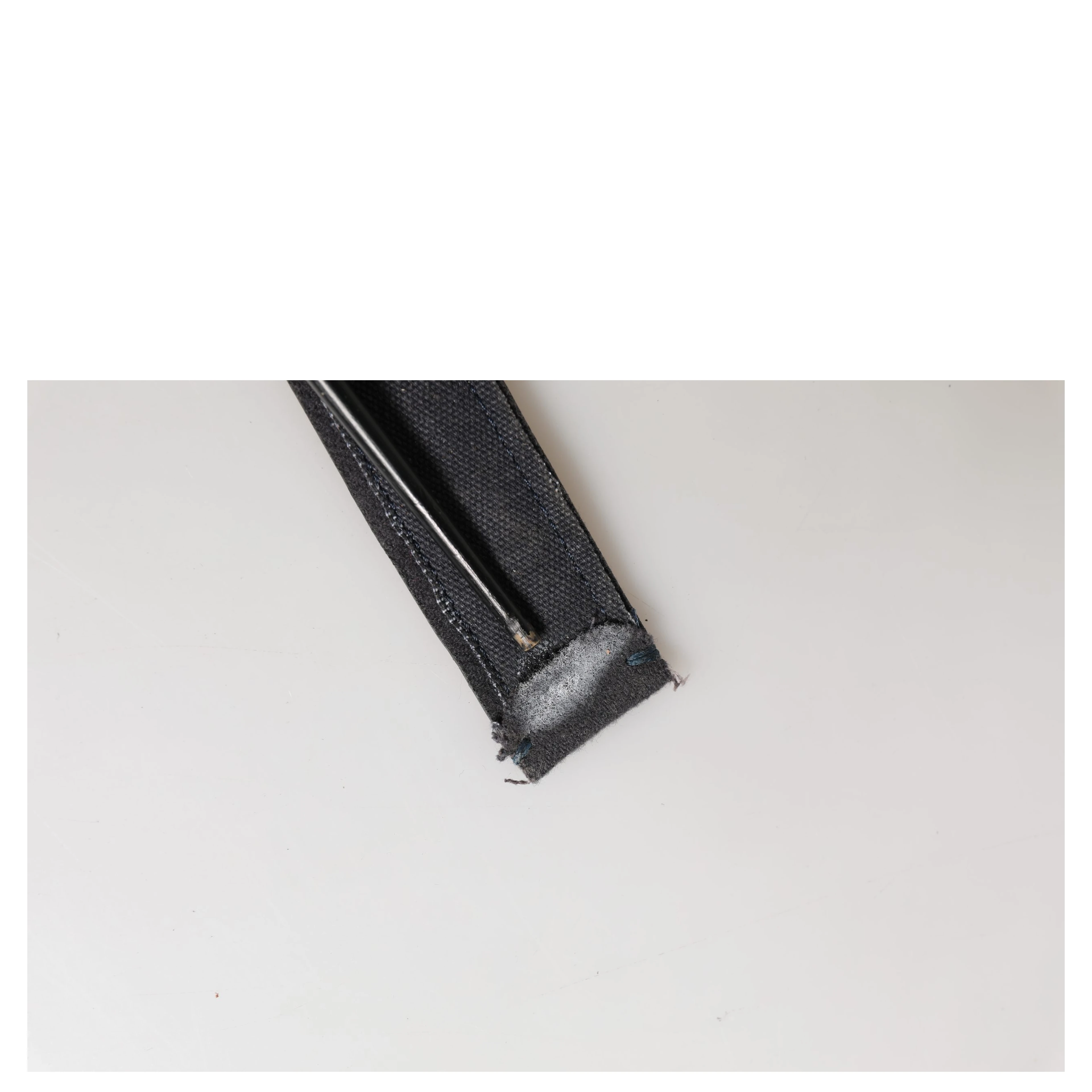 Black Wool Cotton Logo Metal Buckle Belt