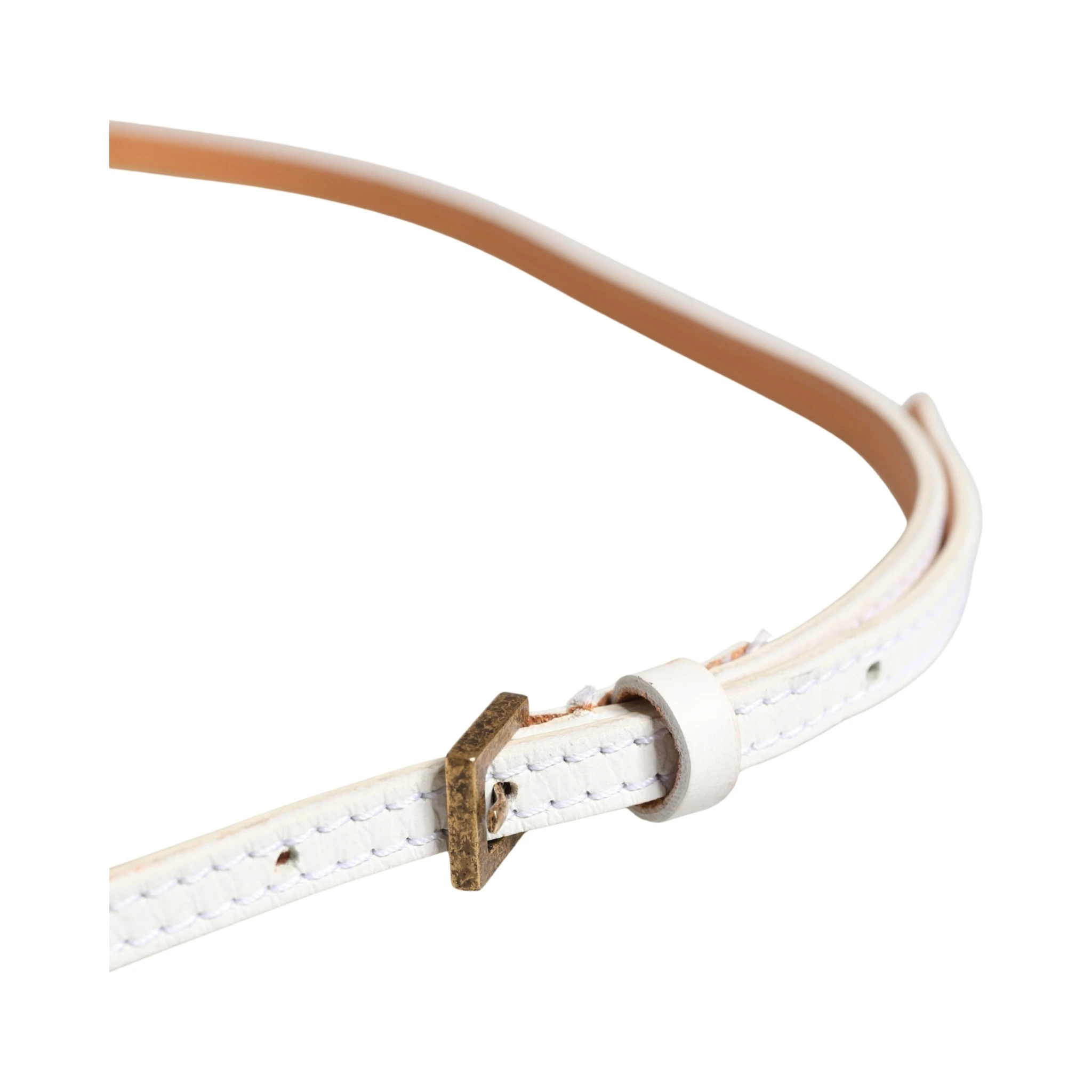 White Leather Skinny Gold Metal Buckle Belt
