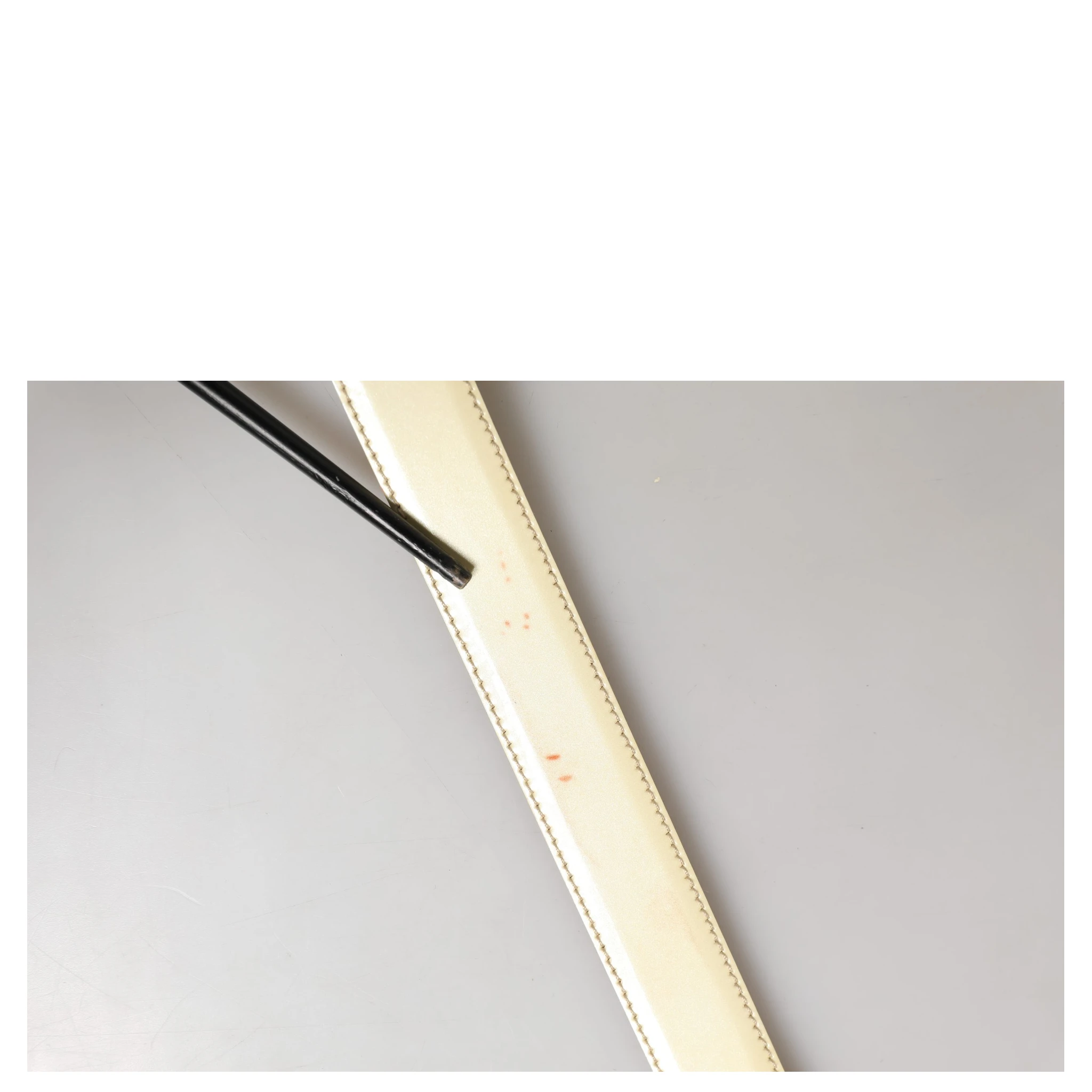 Beige Leather Logo Waist Women Gold Metal Buckle Belt