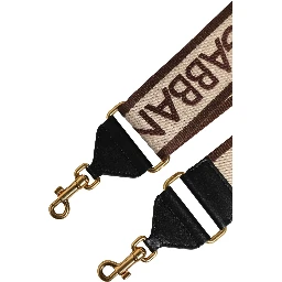 Beige Logo Print Gold Brass Bag Accessory Shoulder Strap