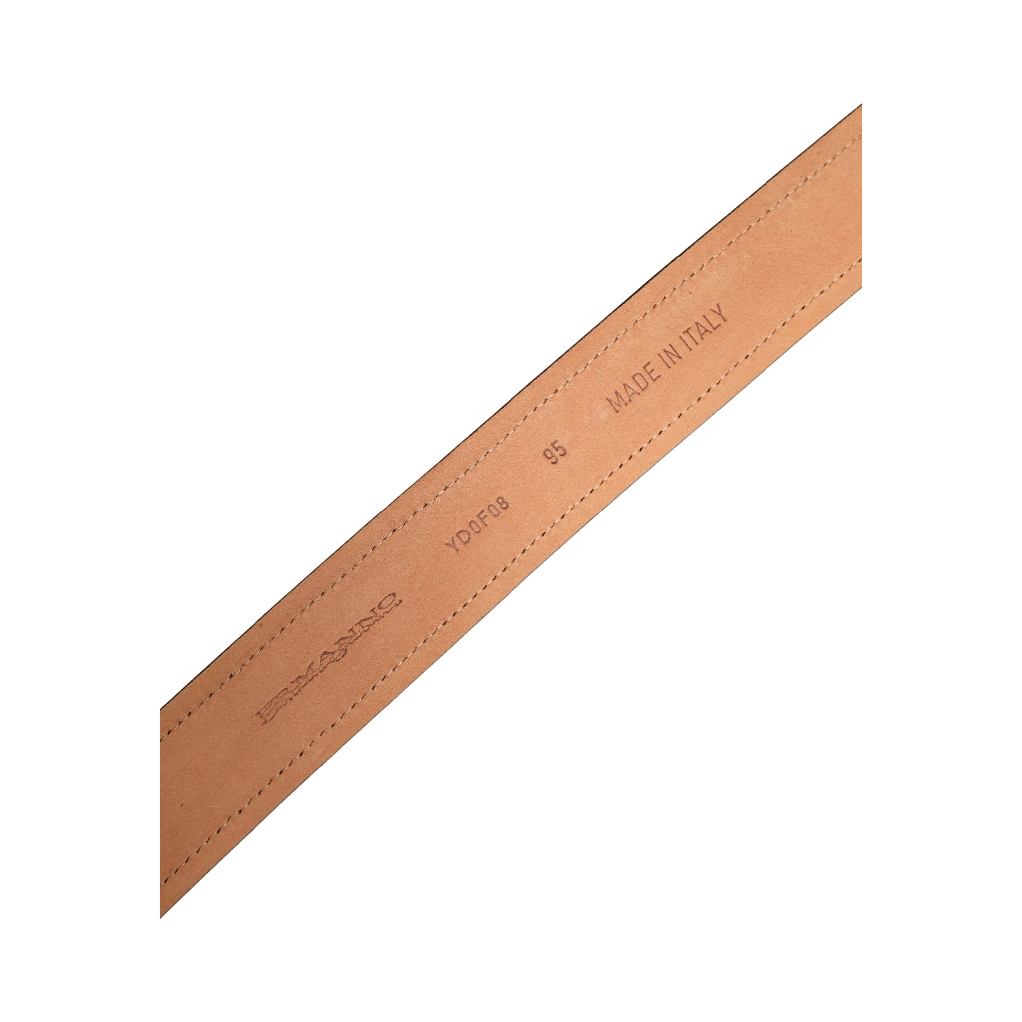 Black Leather Cotton Logo Metal Buckle Belt