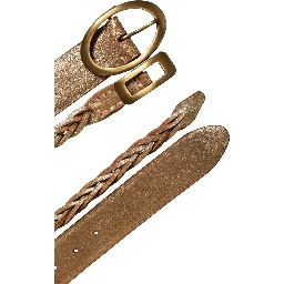 Brown Leather Braided Metal Buckle Belt