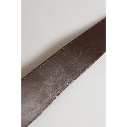 Brown Genuine Leather Logo Wide Waist Women Belt