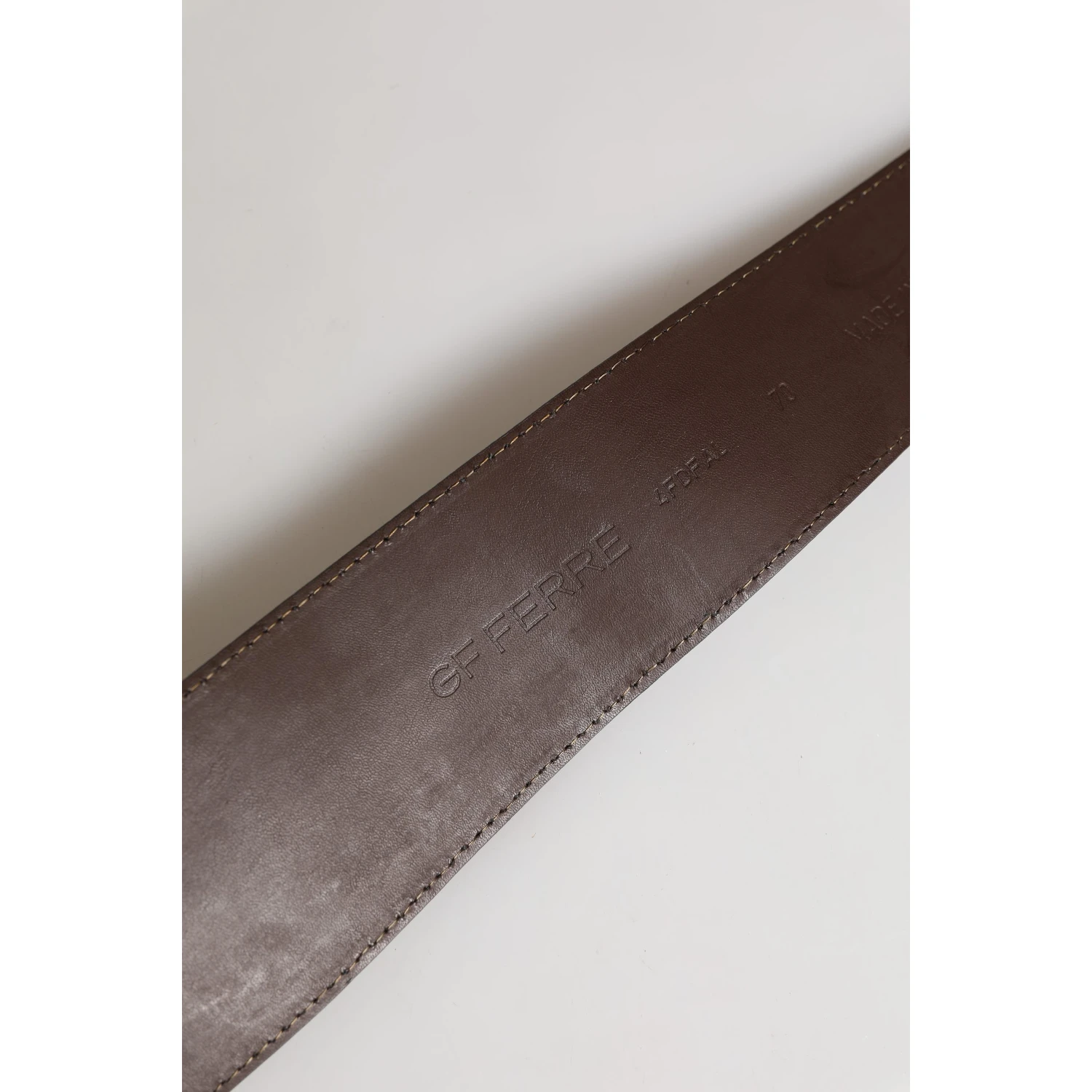 Brown Genuine Leather Logo Wide Waist Women Belt