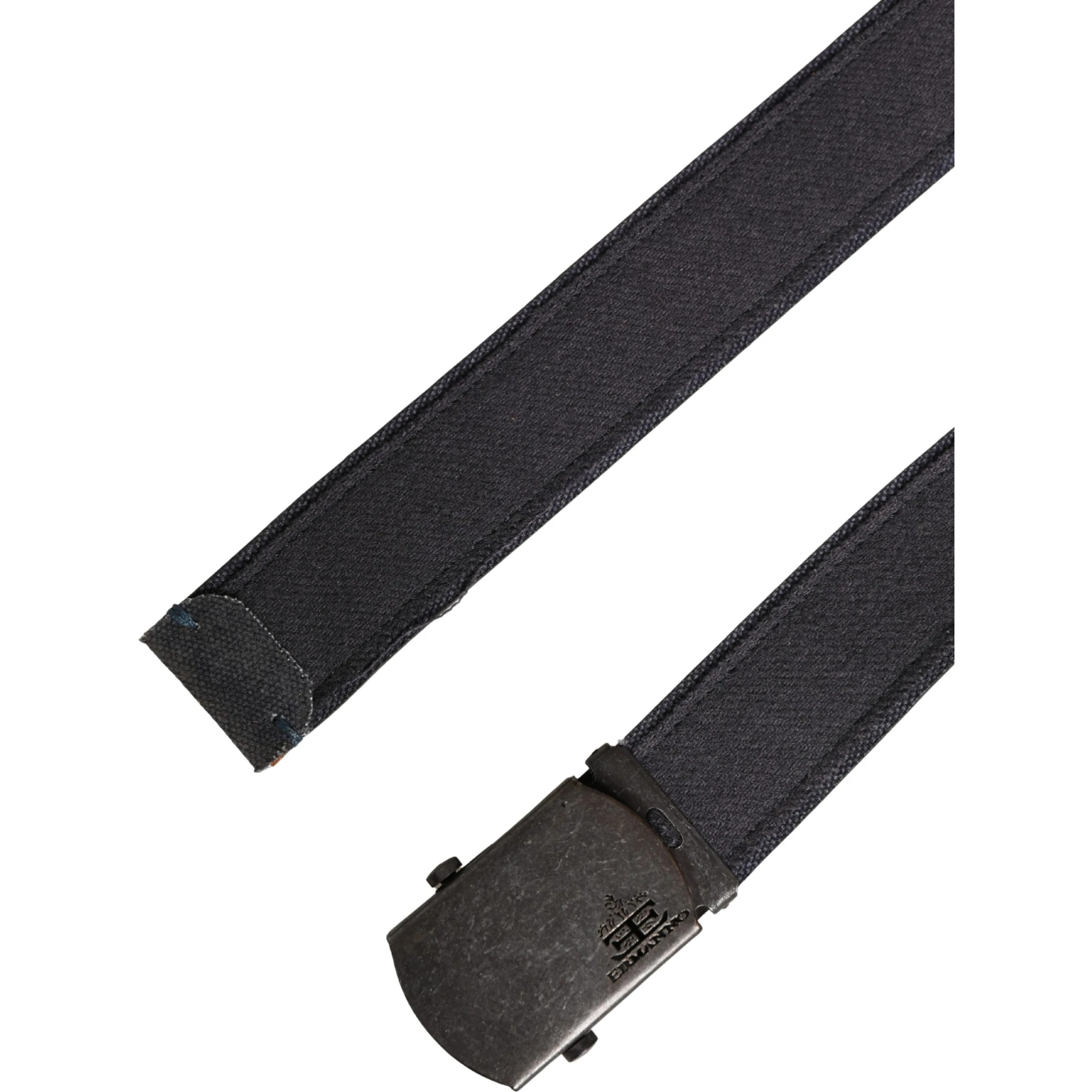 Black Wool Cotton Logo Metal Buckle Belt