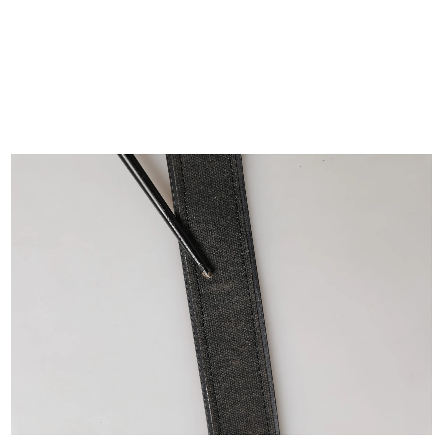 Black Leather Cotton Logo Metal Buckle Belt