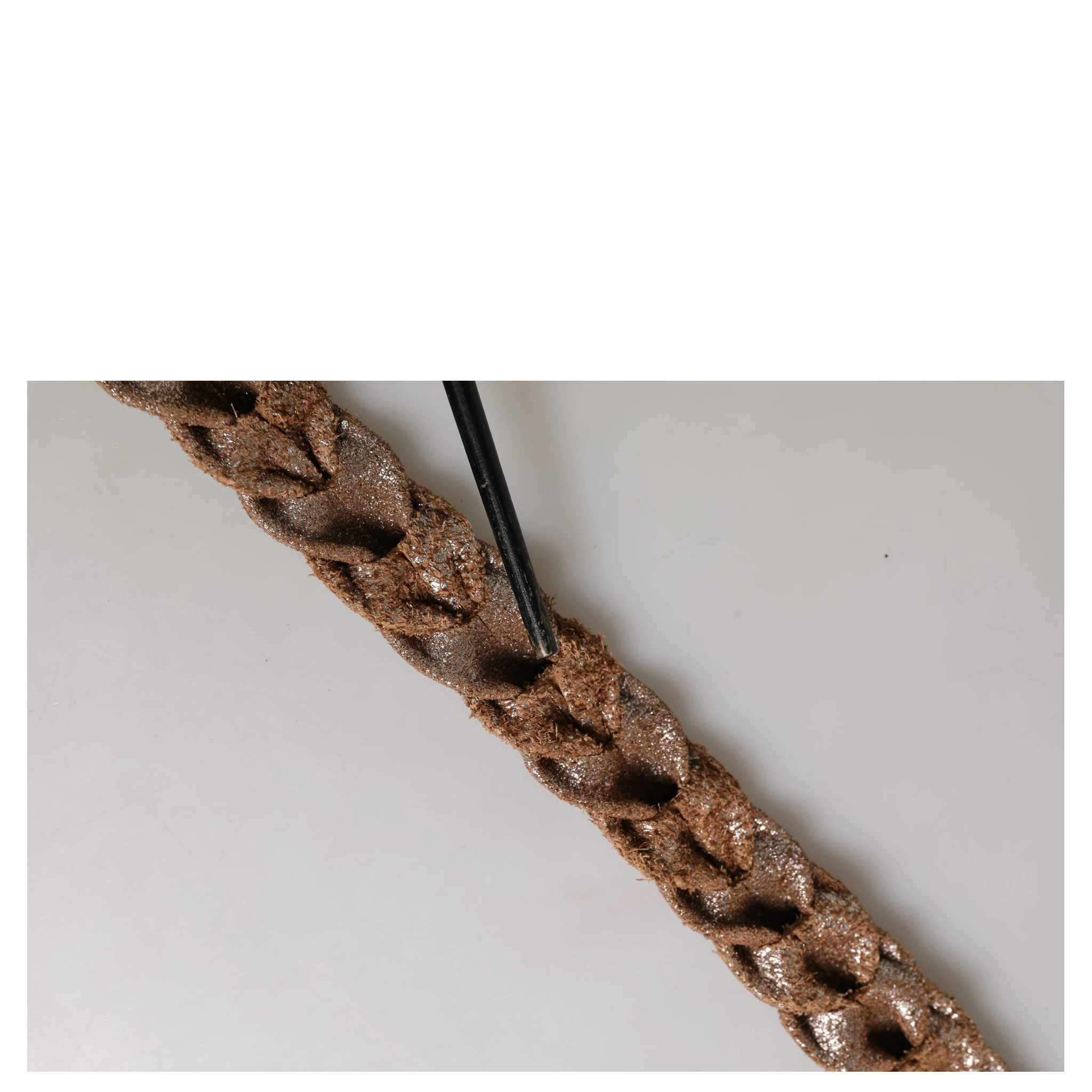 Brown Leather Braided Metal Buckle Belt