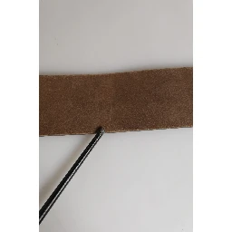 Brown Leather Wide Gold Metal Buckle Belt