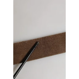 Brown Leather Wide Gold Metal Buckle Belt