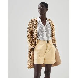 Beige Polyamide Biker Jacket