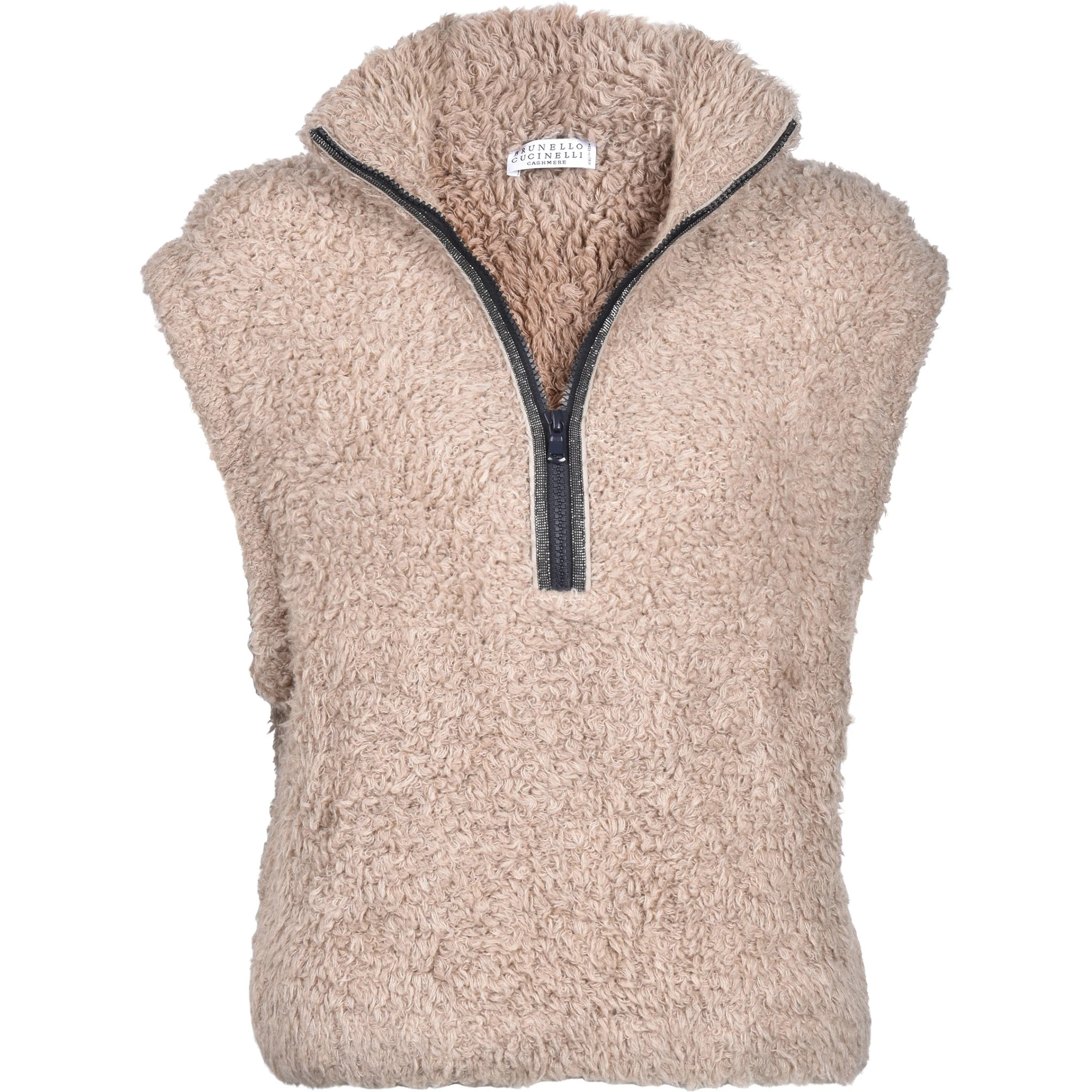 Brown Cashmere Sleeveles Sweater