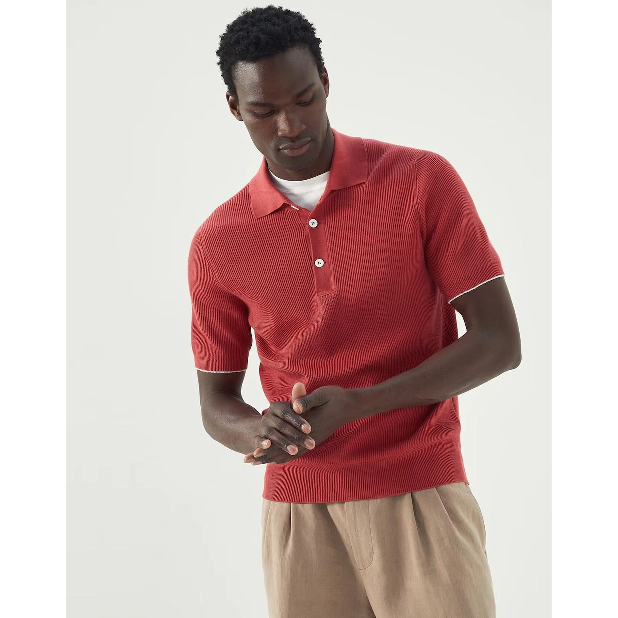 Beige Cotton Polo Shirt