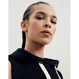 Black Cotton Sleeveles Sweater