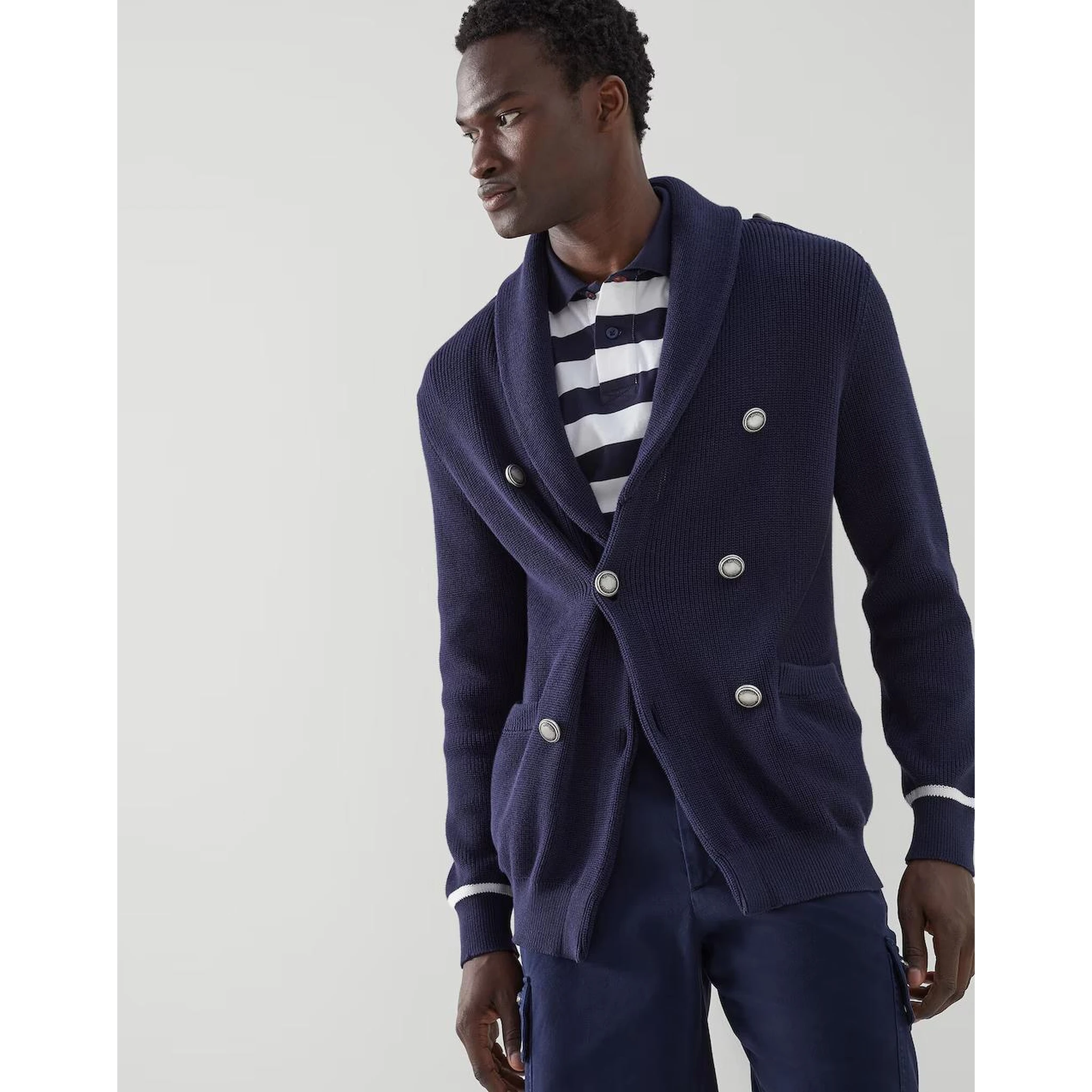 Navy Blue Cotton Cardigan