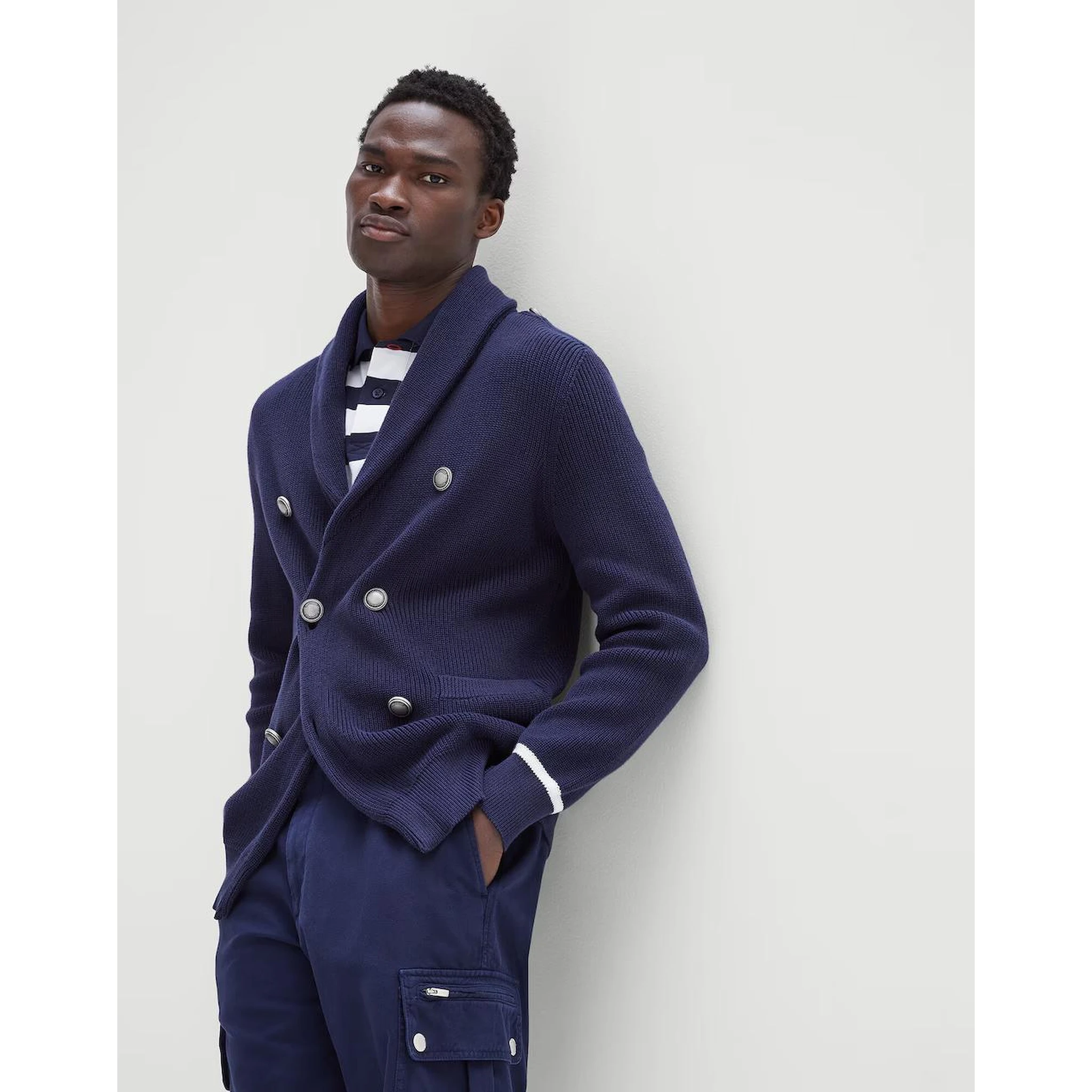 Navy Blue Cotton Cardigan