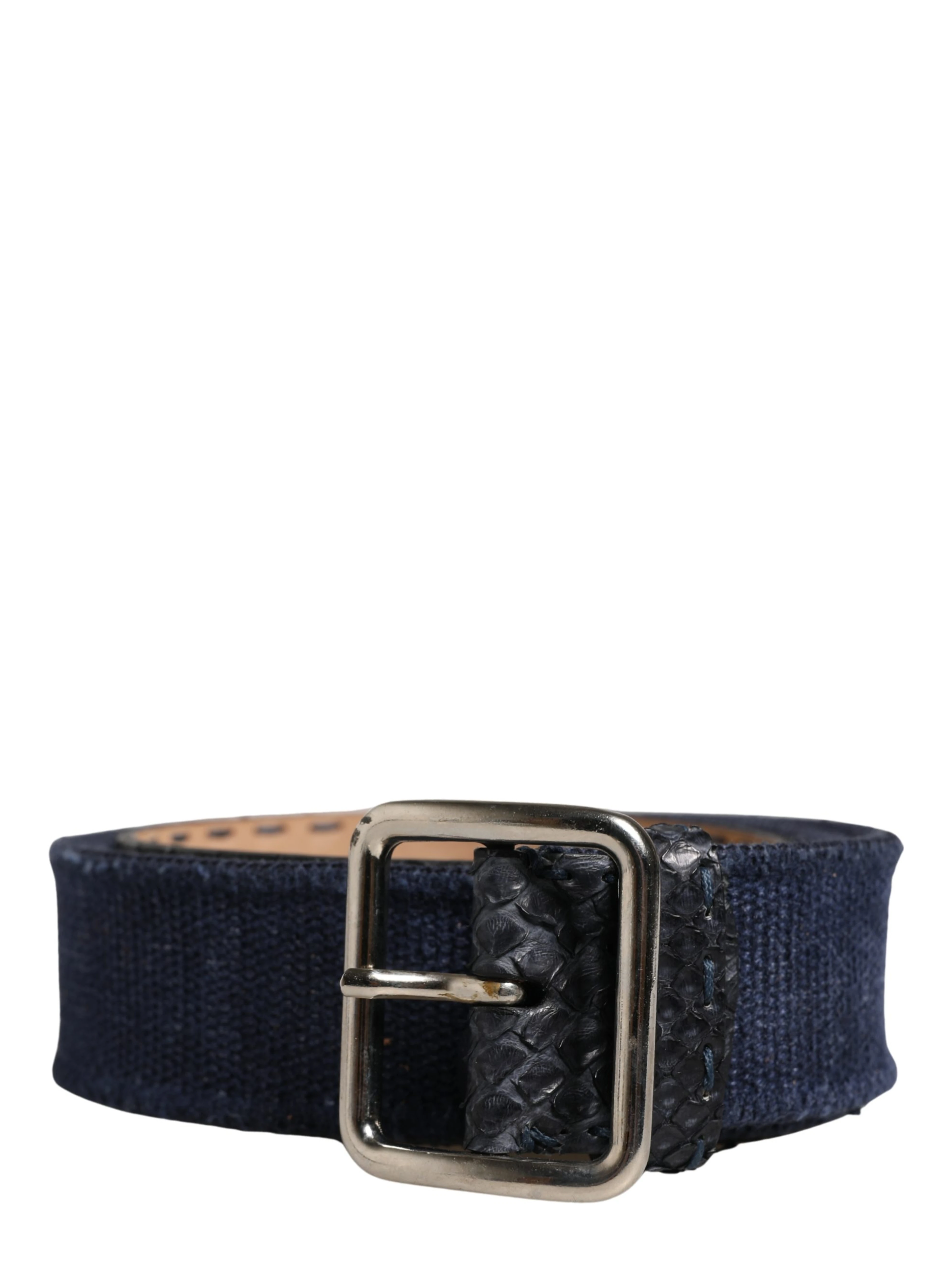 Dark Blue Canvas Silver Metal Buckle Belt