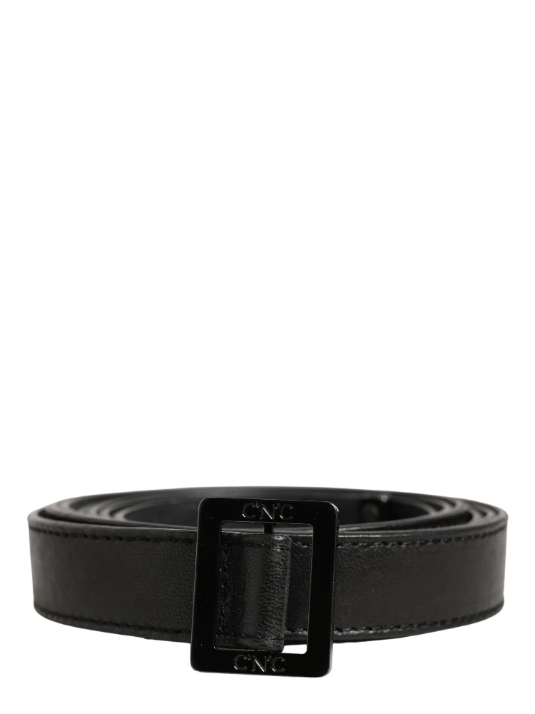 Black Leather Square Metal Buckle Waist Belt alternative
