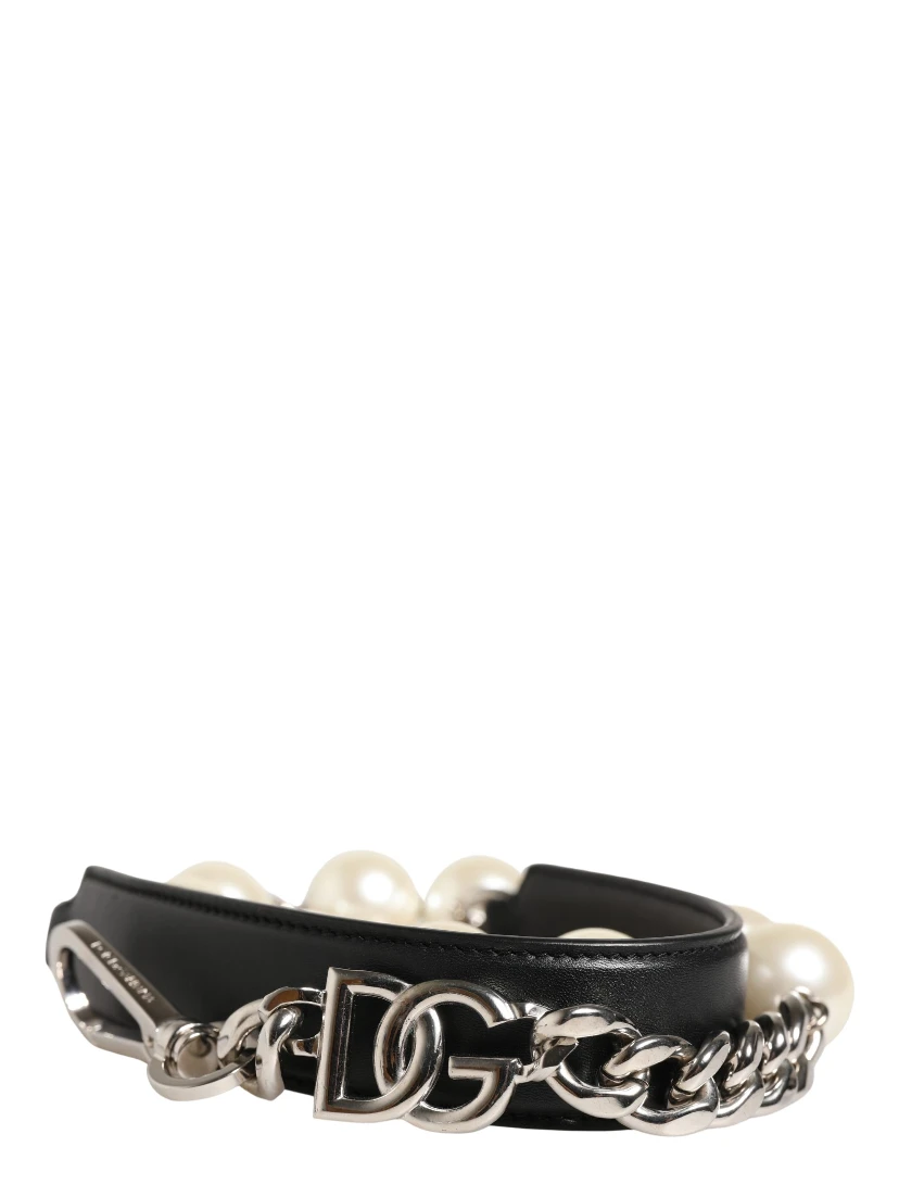 Black Leather Silver Chain Bag Accessory Shoulder Strap