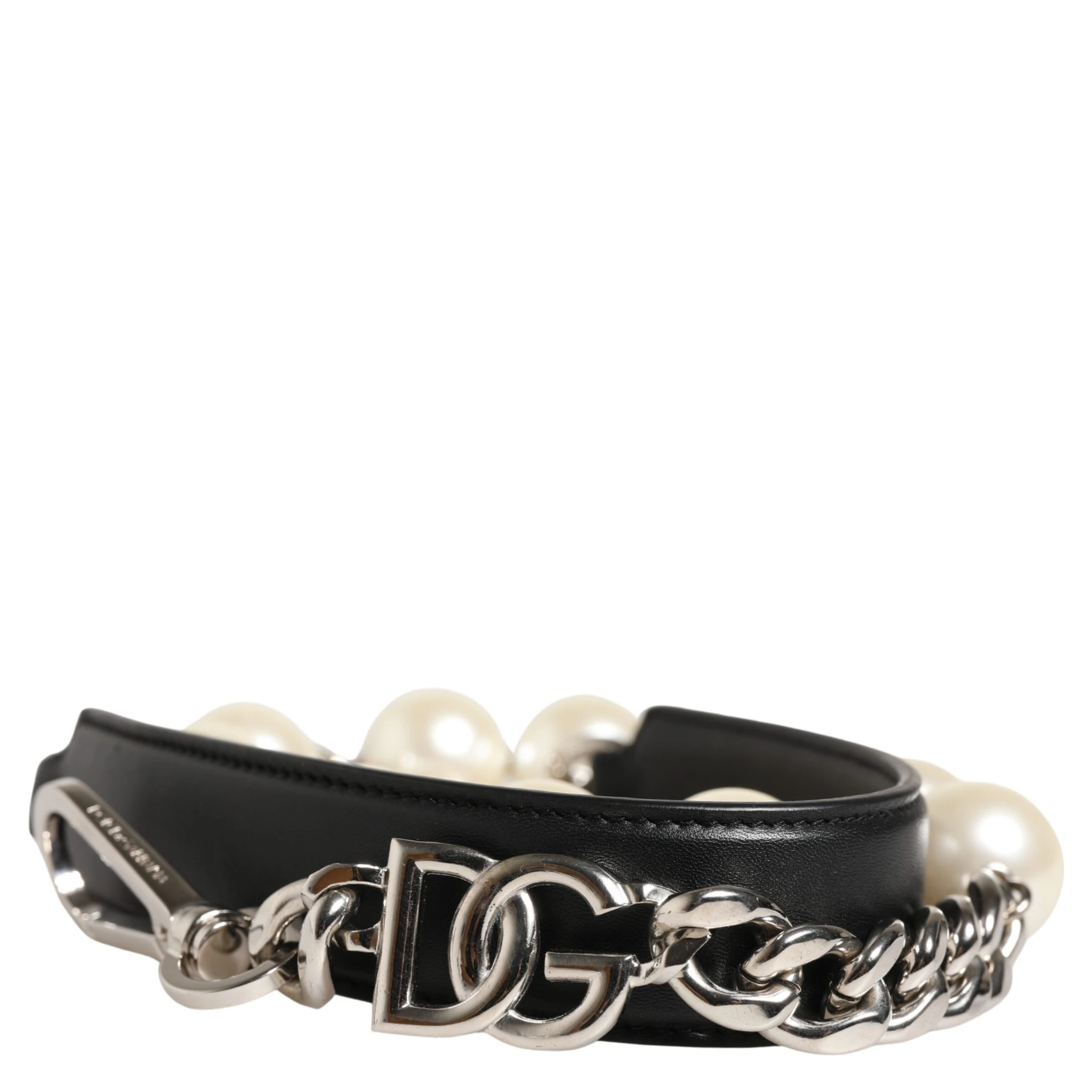 Black Leather Silver Chain Bag Accessory Shoulder Strap