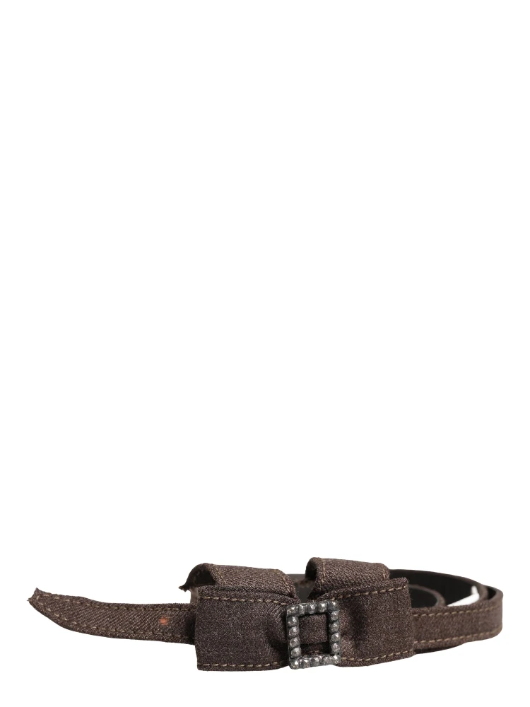 Dark Brown Wool Bow Embellished Buckle Belt alternative