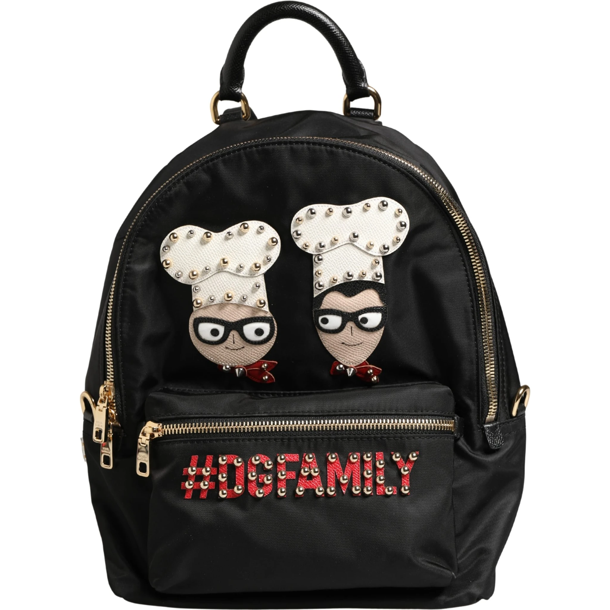 VULCANO Black Nylon #DGFAMILY Embellished Backpack Bag