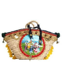 Multicolor Woven Straw Basket Embellished Sicily Bag