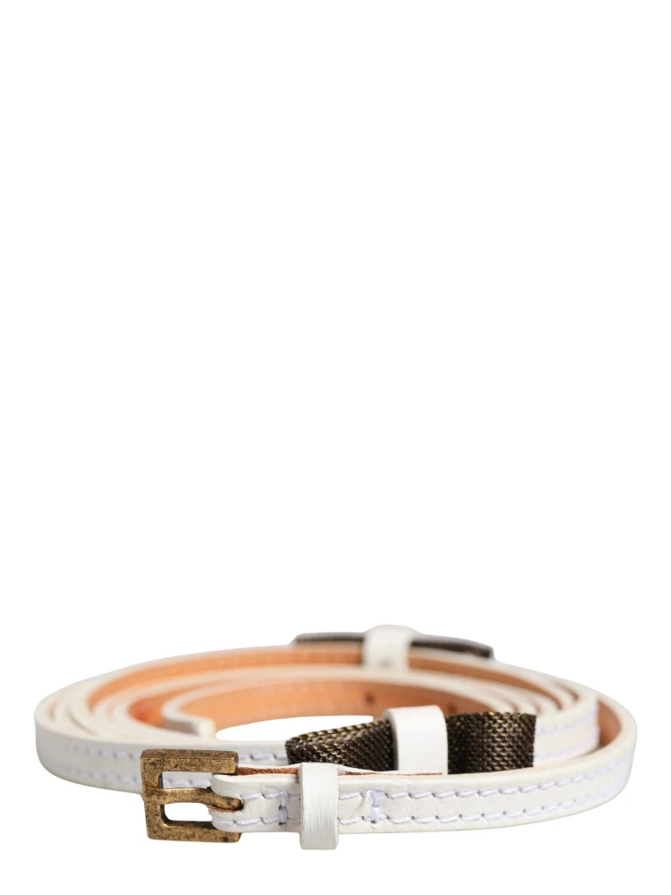 White Leather Skinny Gold Metal Buckle Belt alternative
