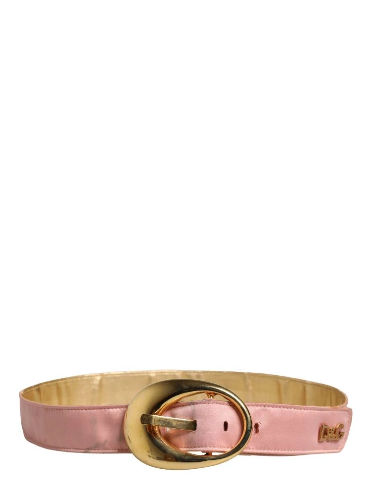 Pink Satin Leather Oval Metal Buckle Belt alternative