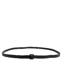 Black Leather Square Metal Buckle Waist Belt