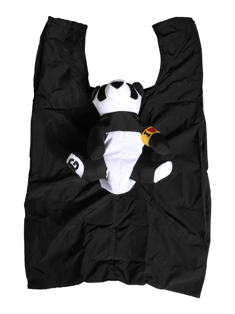 Men Black Polyester Panda Stuffed Ecobag Bag alternative