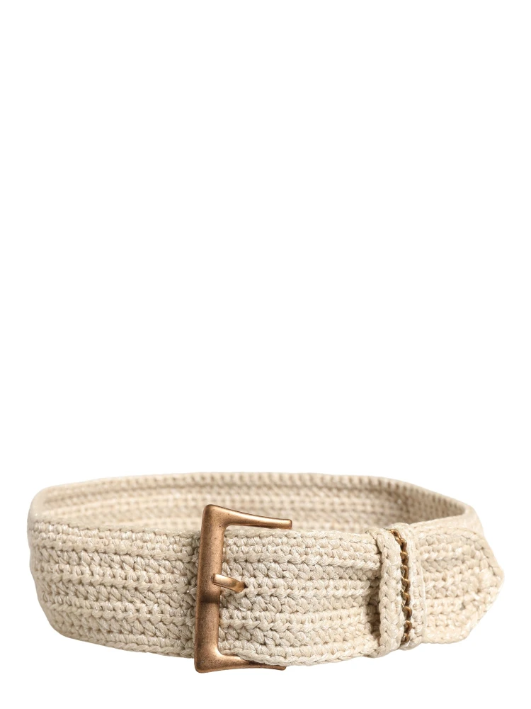 Beige Woven Vintage Metal Buckle Waist Belt alternative