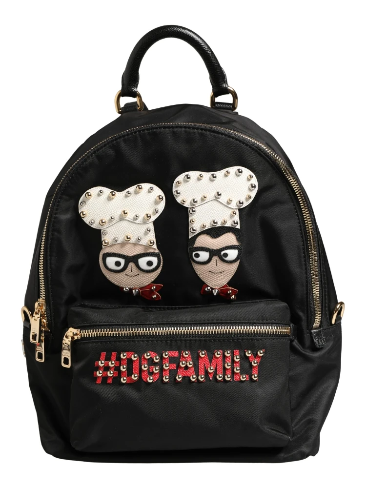 VULCANO Black Nylon #DGFAMILY Embellished Backpack Bag alternative