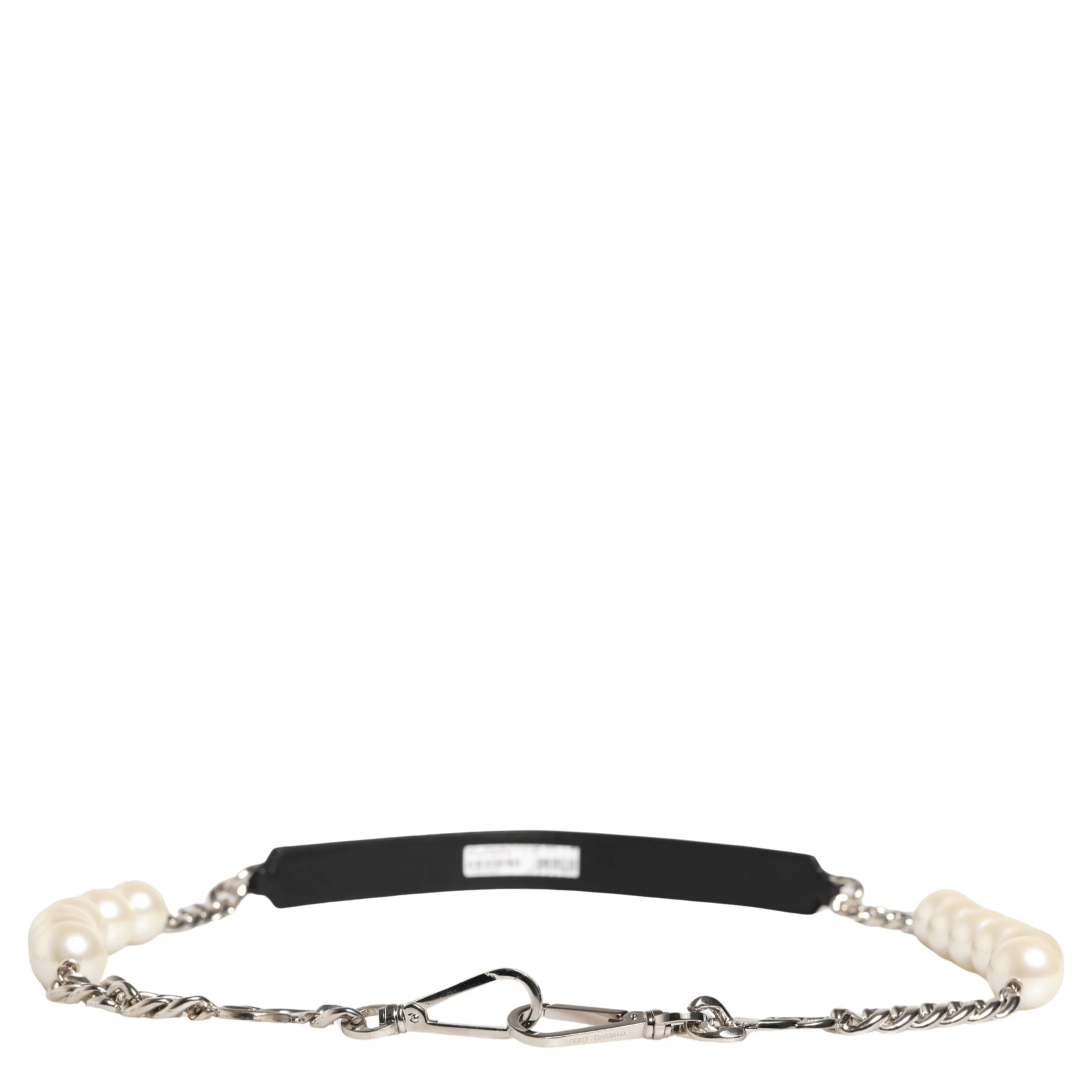 Black Leather Silver Chain Bag Accessory Shoulder Strap