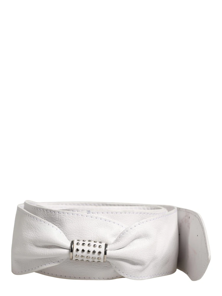 Women White Leather Embellished Wide Waist Cintura Belt alternative