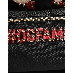 VULCANO Black Nylon #DGFAMILY Embellished Backpack Bag