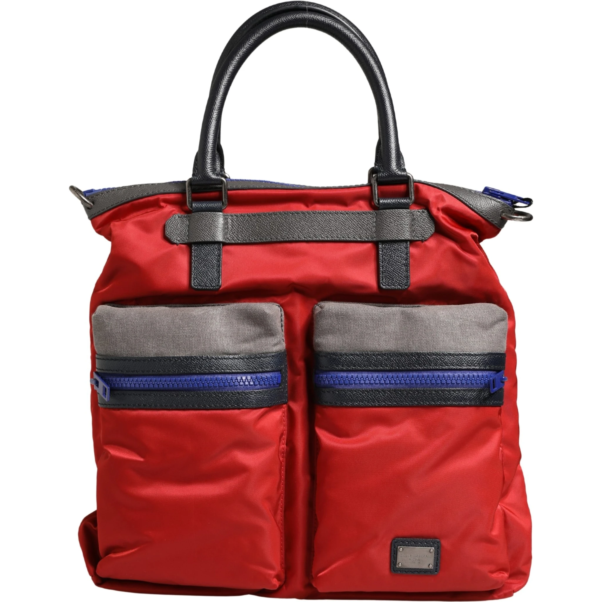 Red Nylon Multiple Compartments Tote Shoulder Borse Bag