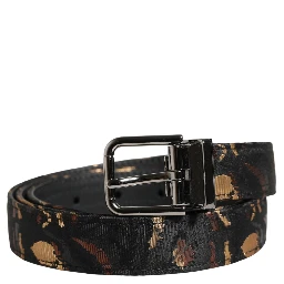 Multicolor Jacquard Silver Metal Buckle Belt