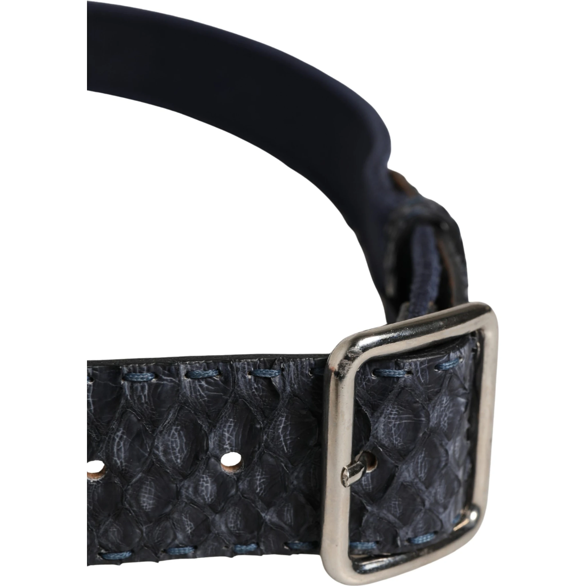 Dark Blue Canvas Silver Metal Buckle Belt