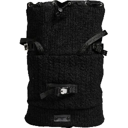 Black Tricot Wool Blend Duffel Backpack Travel Borse Bag