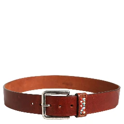 Bordeaux Wide Leather Waist Gold Silver Buckle Belt