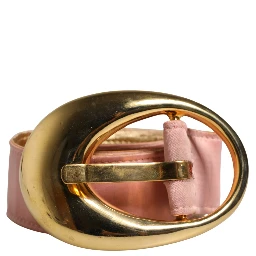 Pink Satin Leather Oval Metal Buckle Belt
