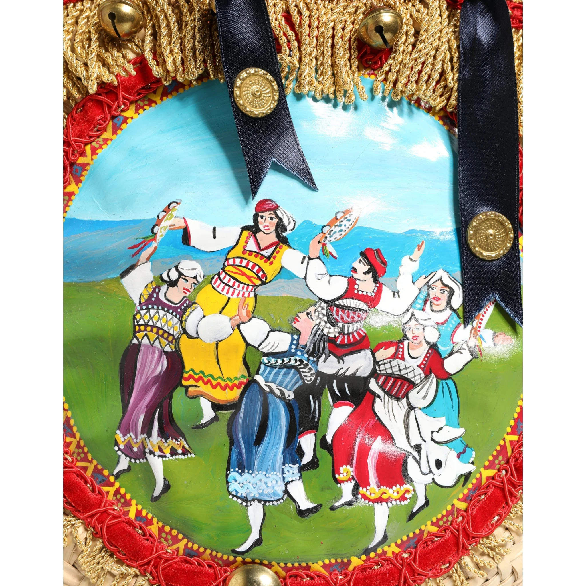 Multicolor Woven Straw Basket Embellished Sicily Bag