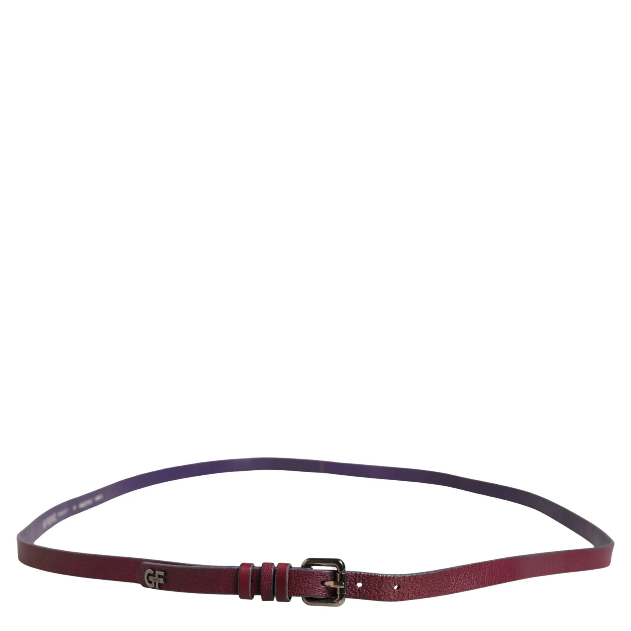 Maroon Leather Silver Metal Buckle Waist Women Belt