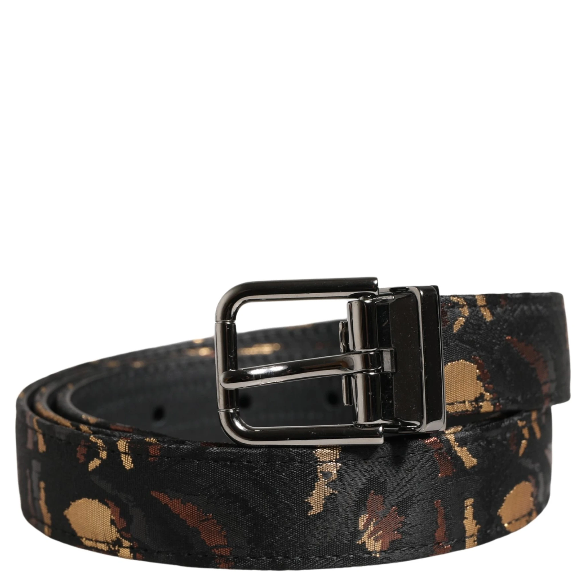 Multicolor Jacquard Silver Metal Buckle Belt