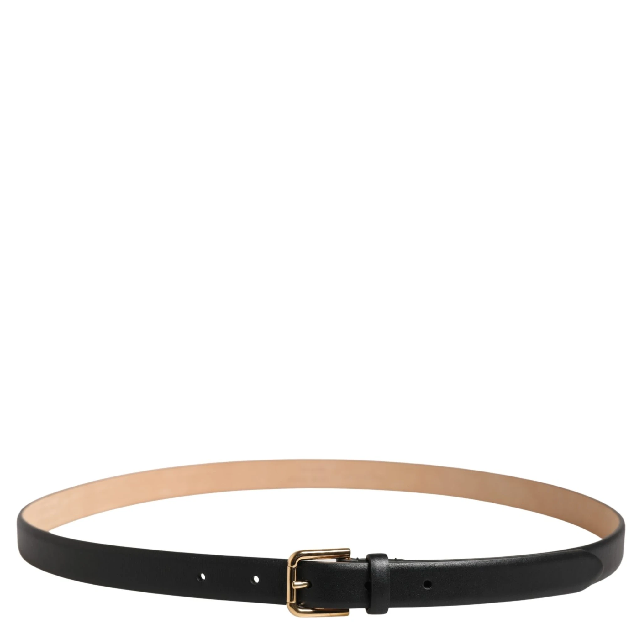 Black Classic Leather Gold Metal Buckle Belt